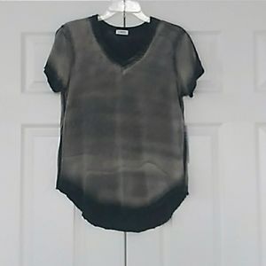 Wilt Black & Tan Vintage Dye Short Sleeve Slub Jersey Top